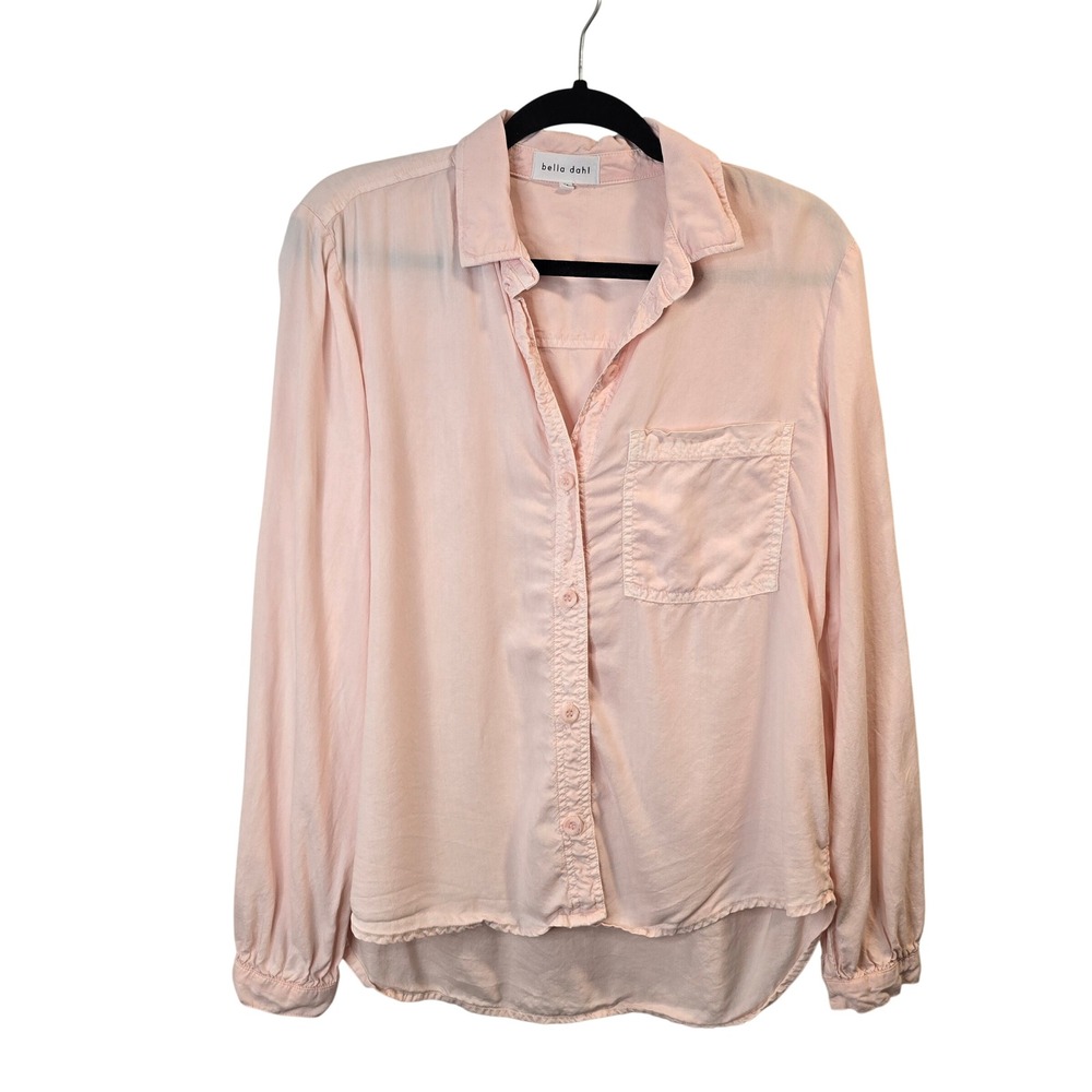 Bella Dahl Button Down Shirt Women Medium Pink Tencel Lyocell Long Sleeve